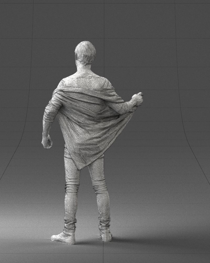 000199 Bearded Man Taking Off Jacket 1024 Low-poly 3D model_23