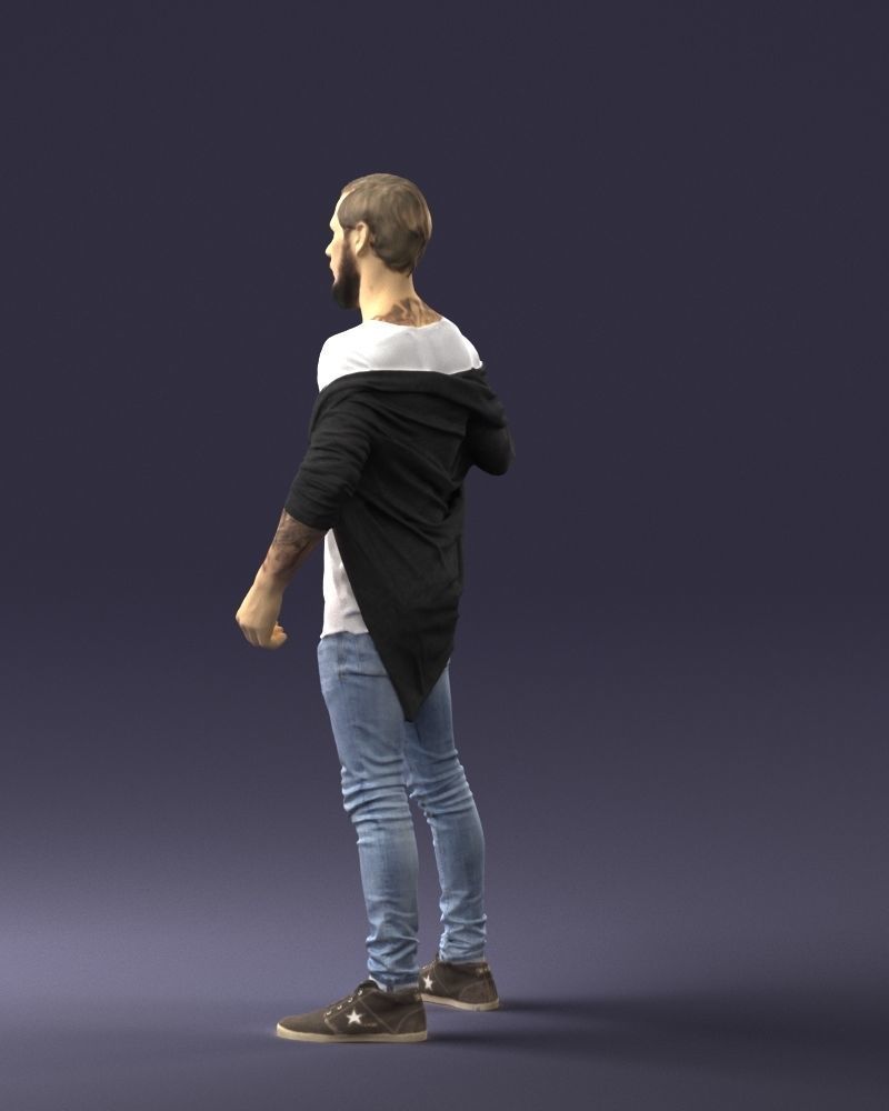 000199 Bearded Man Taking Off Jacket 1024 Low-poly 3D model_24