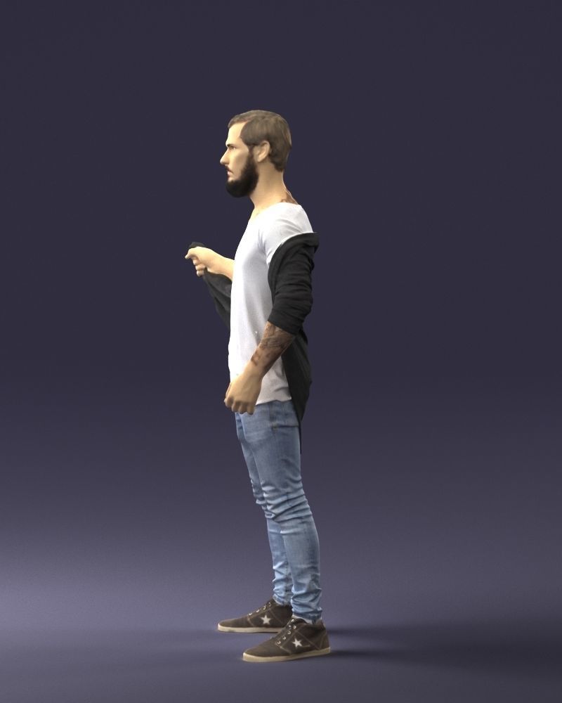 000199 Bearded Man Taking Off Jacket 1024 Low-poly 3D model_27