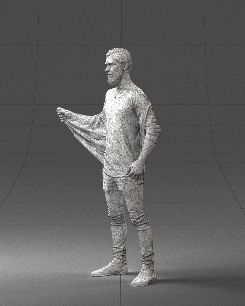 000199 Bearded Man Taking Off Jacket 1024 Low-poly 3D model_32