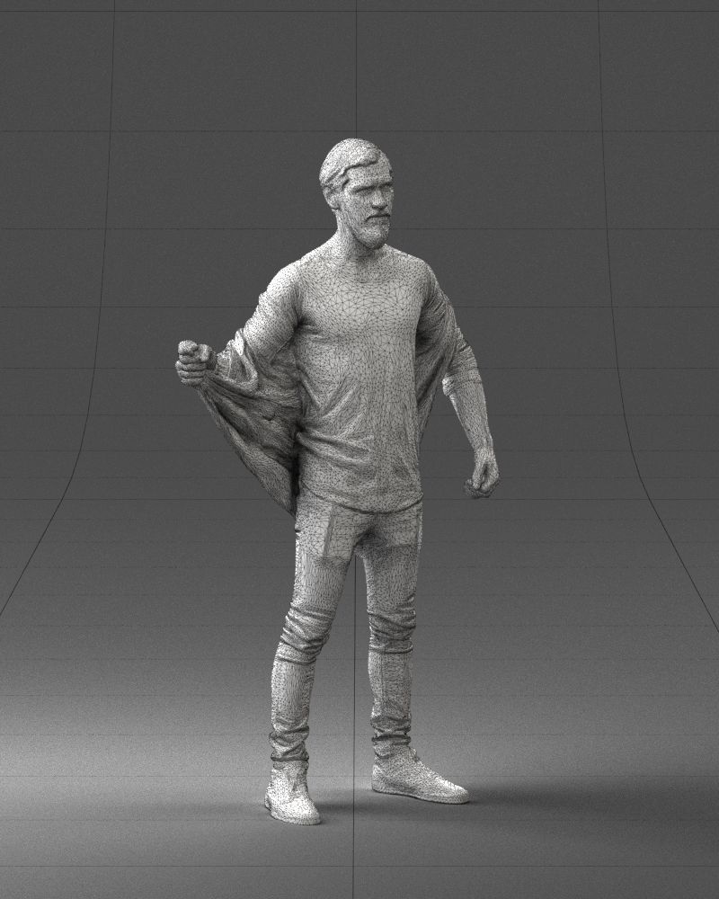 000199 Bearded Man Taking Off Jacket 1024 Low-poly 3D model_11