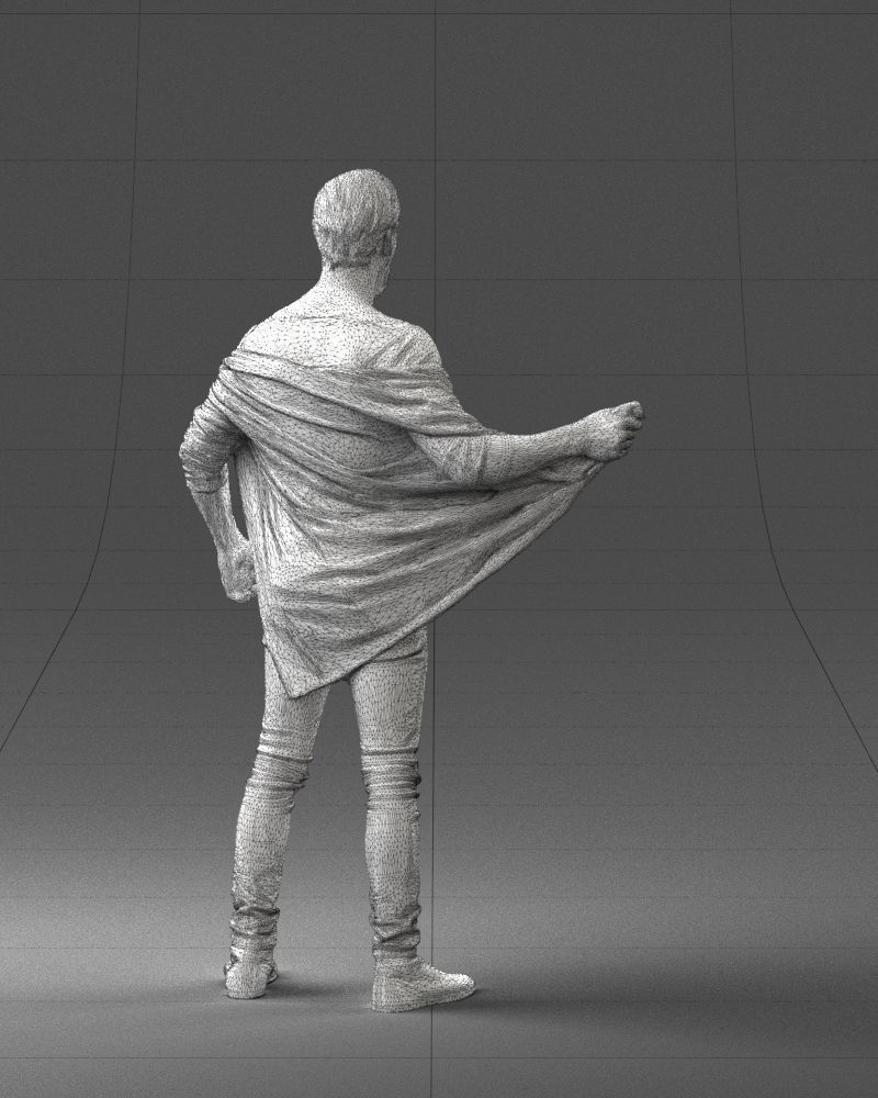 000199 Bearded Man Taking Off Jacket 1024 Low-poly 3D model_20