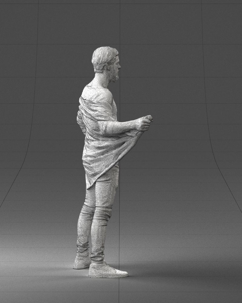 000199 Bearded Man Taking Off Jacket 1024 Low-poly 3D model_17