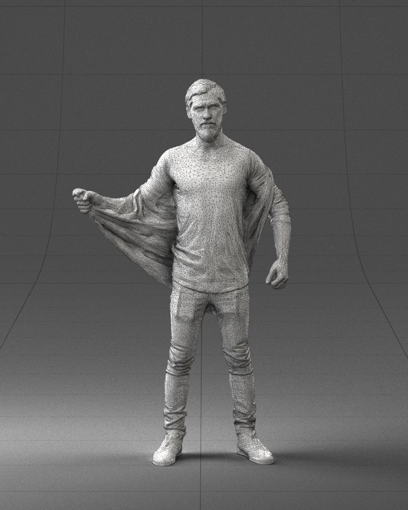000199 Bearded Man Taking Off Jacket 1024 Low-poly 3D model_8