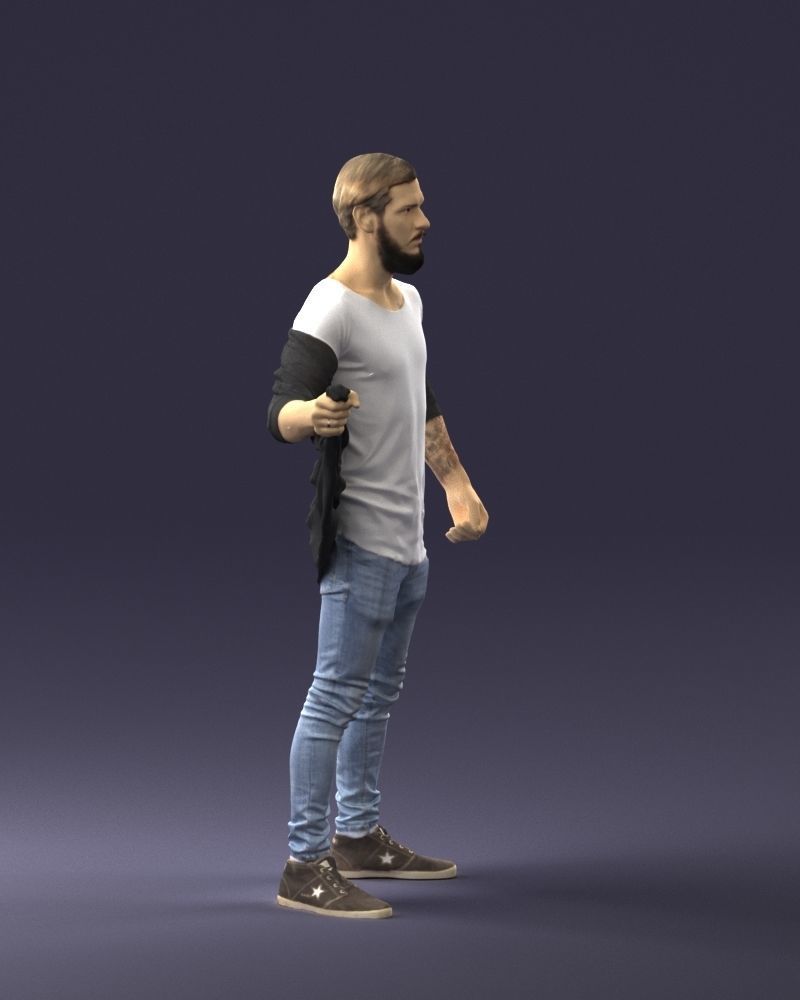 000199 Bearded Man Taking Off Jacket 1024 Low-poly 3D model_12