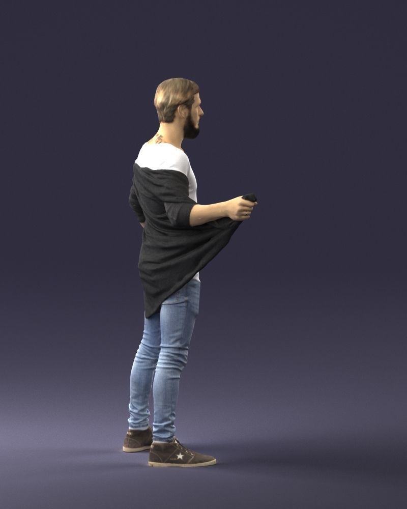 000199 Bearded Man Taking Off Jacket 1024 Low-poly 3D model_15
