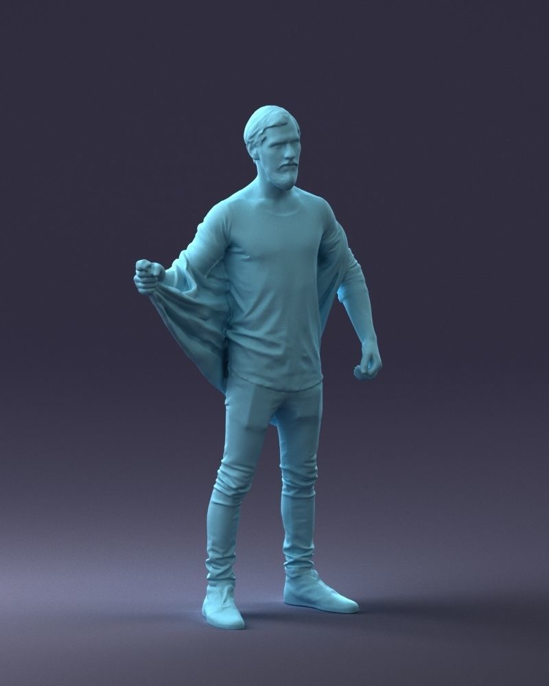000199 Bearded Man Taking Off Jacket 1024 Low-poly 3D model_10