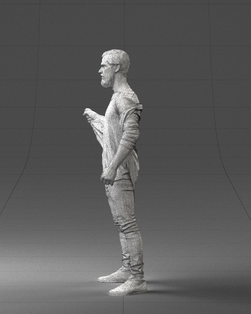 000199 Bearded Man Taking Off Jacket 1024 Low-poly 3D model_29