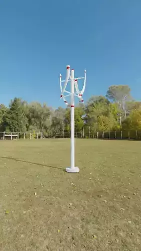 Animated vertical wind turbine with concrete base 3D model