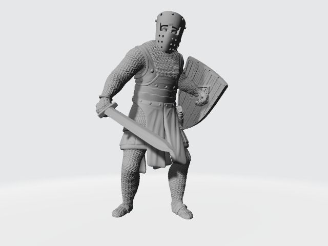 Medieval Danish Crusader Knight with sword 3D print model_2