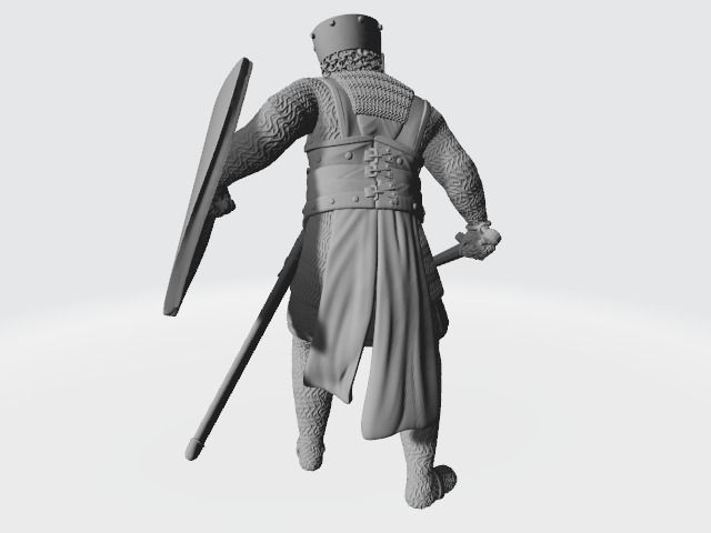 Medieval Danish Crusader Knight with sword 3D print model_8