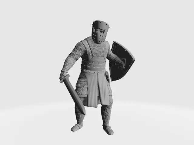 Medieval Danish Crusader Knight with sword 3D print model_0
