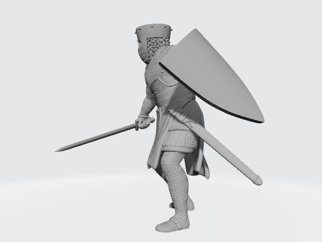Medieval Danish Crusader Knight with sword 3D print model_5