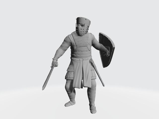 Medieval Danish Crusader Knight with sword 3D print model_3