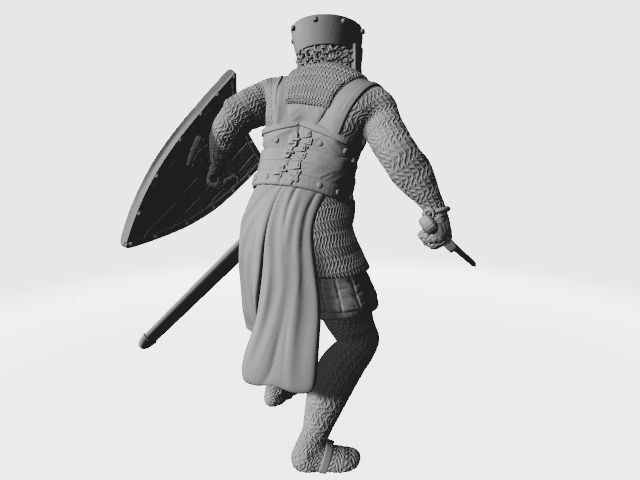 Medieval Danish Crusader Knight with sword 3D print model_9