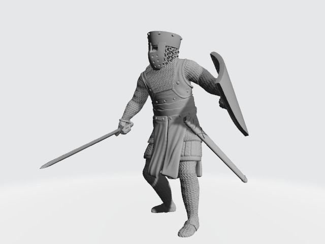 Medieval Danish Crusader Knight with sword 3D print model_4