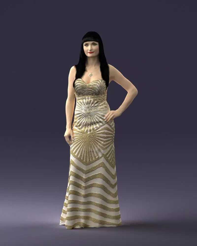 000026 golden dress 0730 3dp 3D print model_0