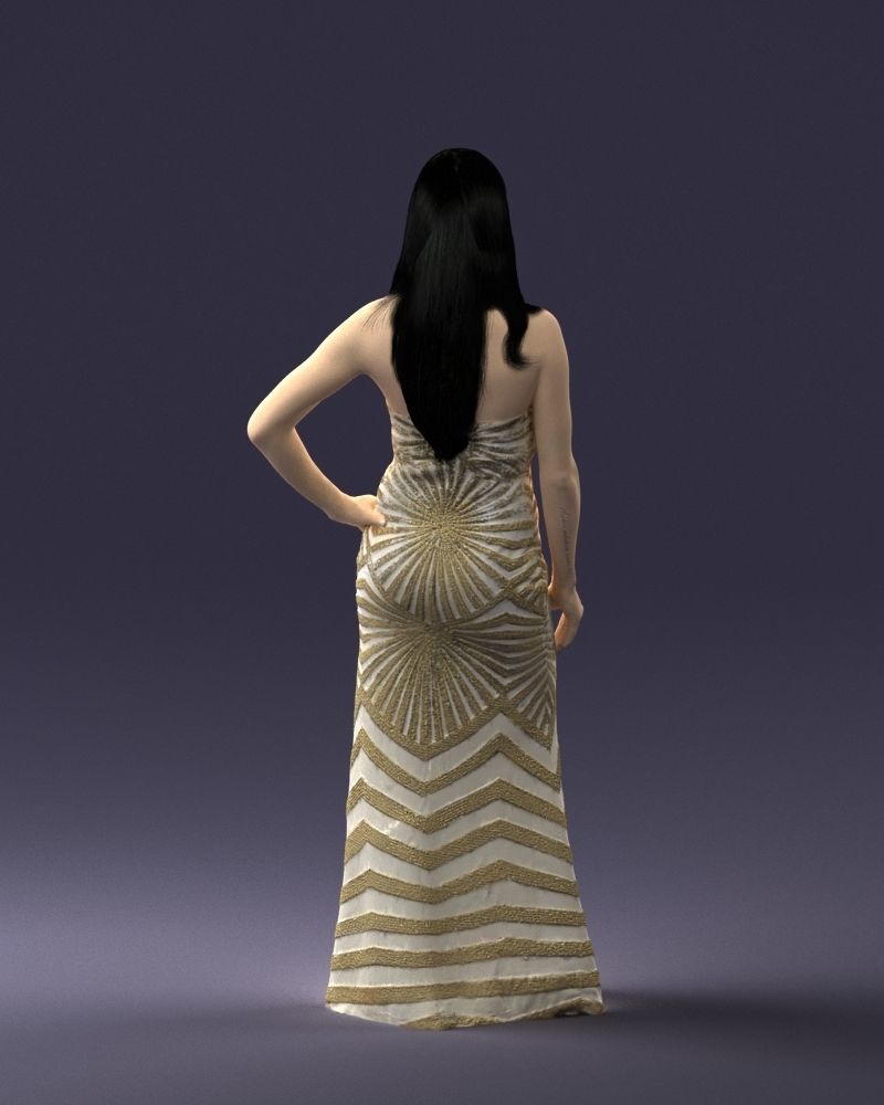 000026 golden dress 0730 3dp 3D print model_9