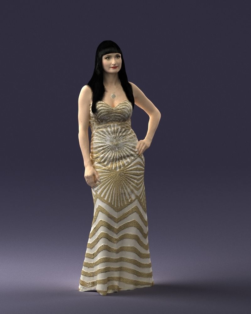 000026 golden dress 0730 3dp 3D print model_3