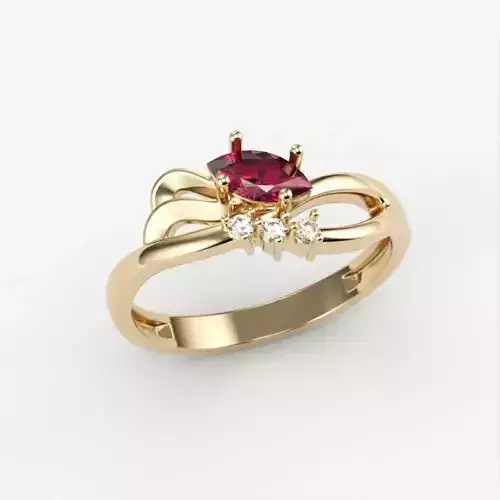 Women jewelry ring with marquise-cut gem 3dm stl
