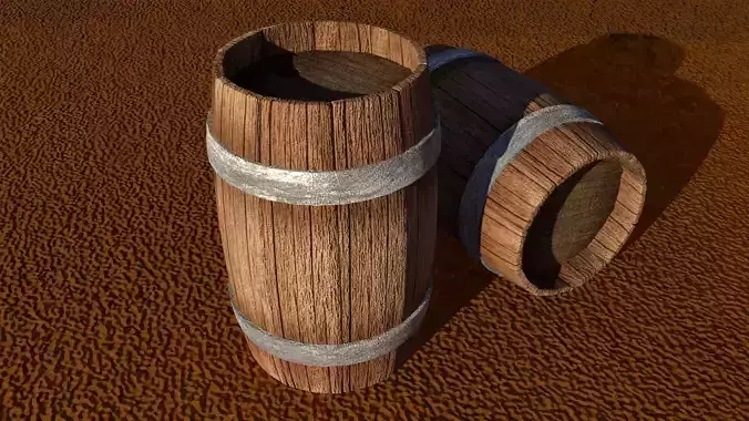 Barrels two wooden on desert