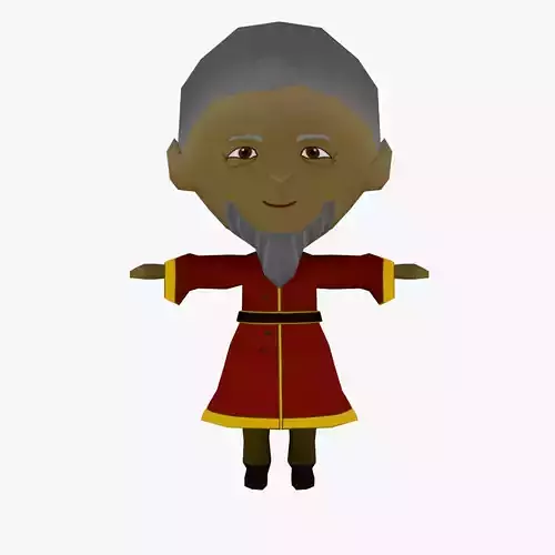 Low poly Chibi old man Low-poly 3D model