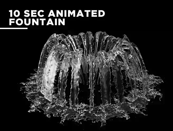 High quality fountain 10 second animation 3D model