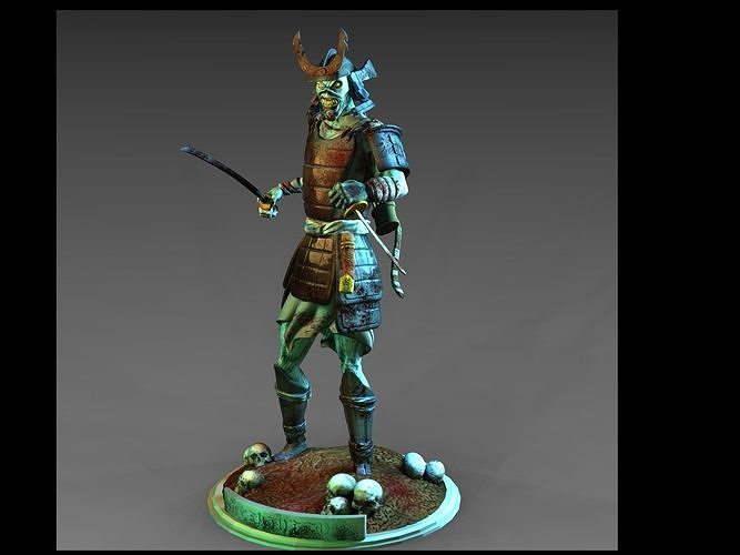 senjutsu samurai statue holding sword 3D print model
