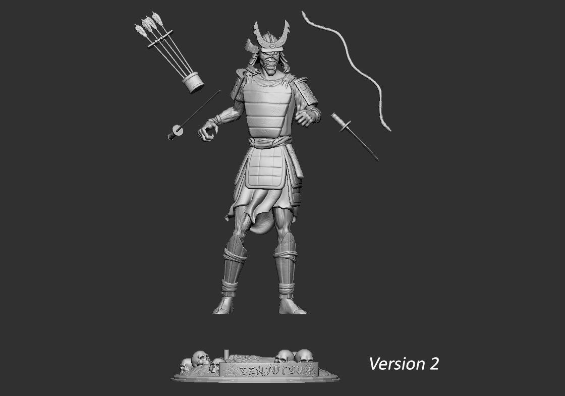 senjutsu samurai statue holding sword 3D print model_7