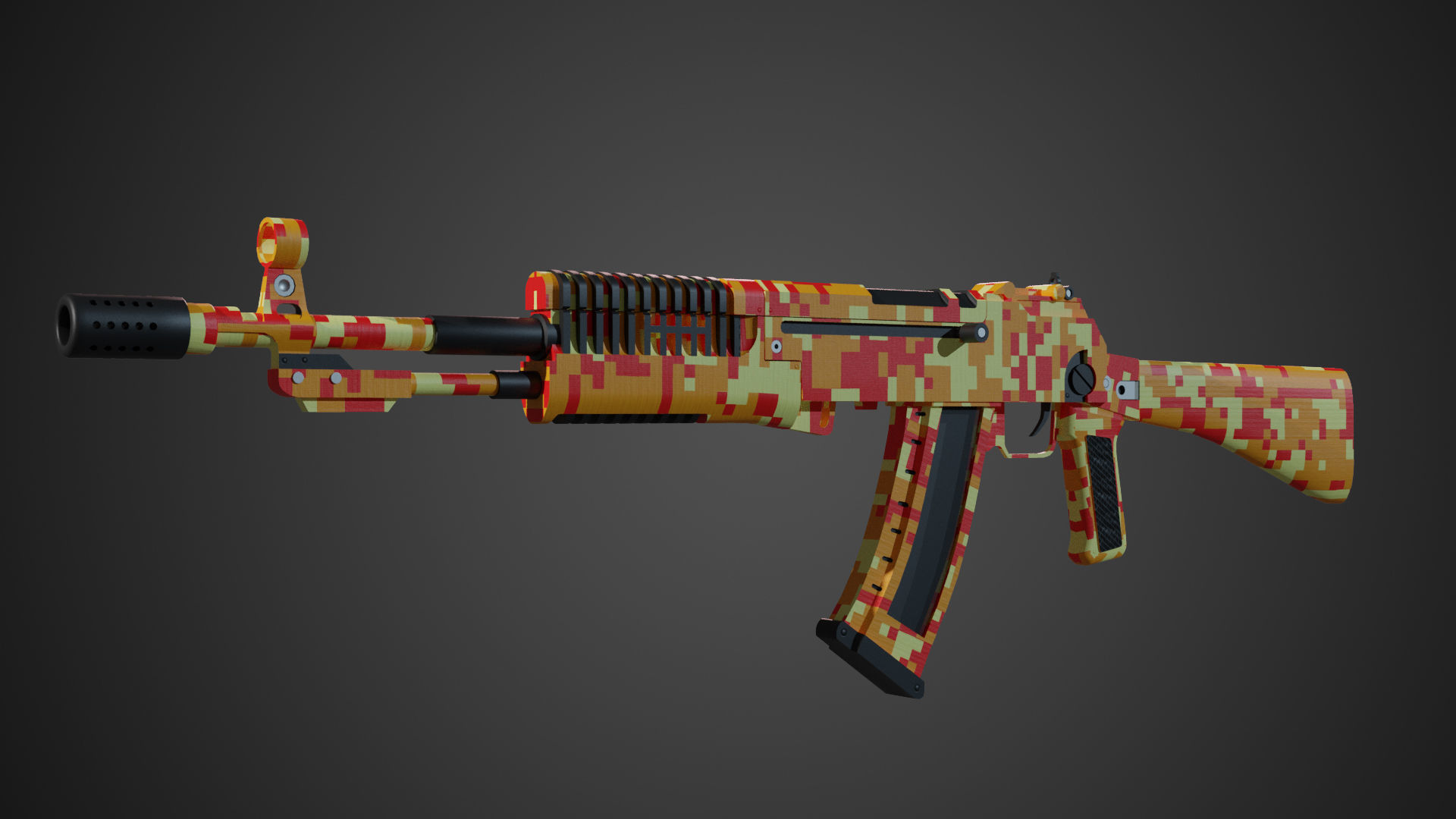 AN-94 Assault Riffle Low-poly 3D model_10