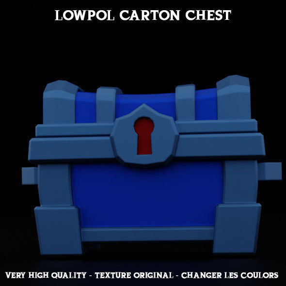 Lowpol Cartoon Chest Low-poly 3D model_5