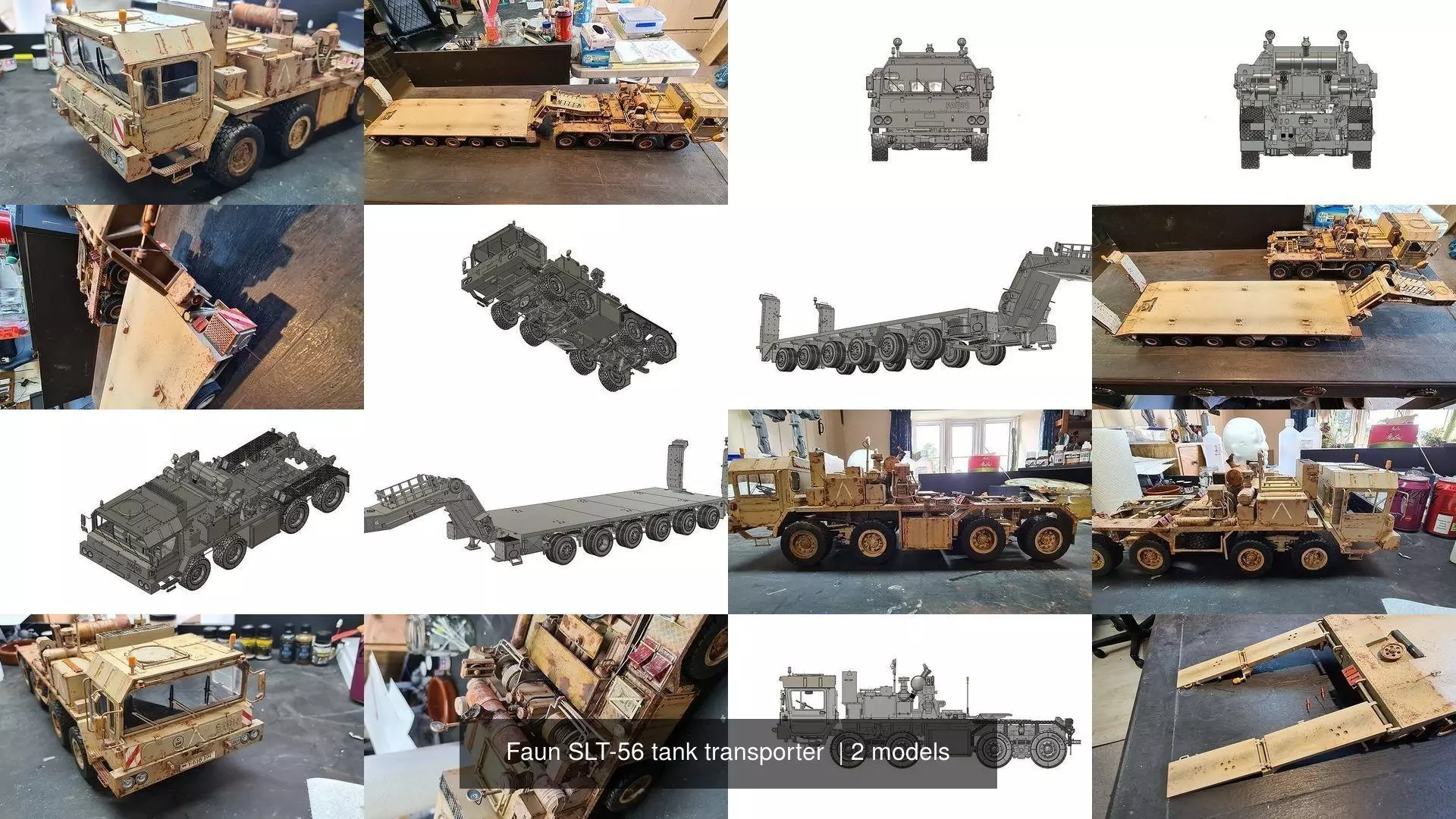 Faun SLT-56 tank transporter  3D Model Collection_0