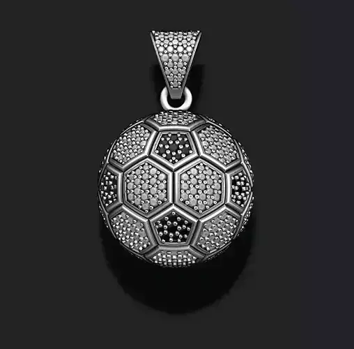 Football ball pendant 3d with gems