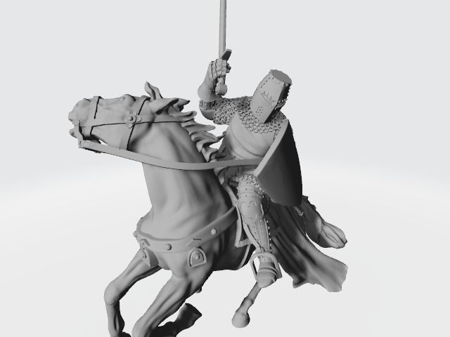 Medieval knight fighting from horseback with sword  3D print model_4