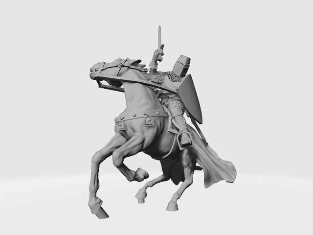 Medieval knight fighting from horseback with sword  3D print model_2