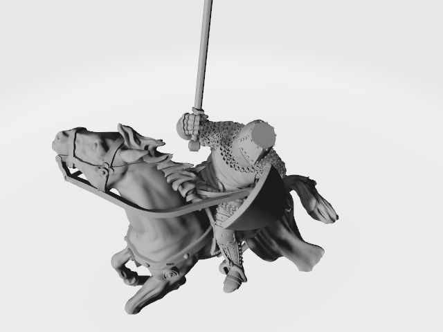 Medieval knight fighting from horseback with sword  3D print model_5