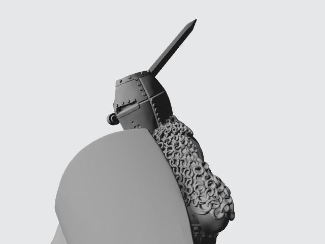 Medieval knight fighting from horseback with sword  3D print model_8