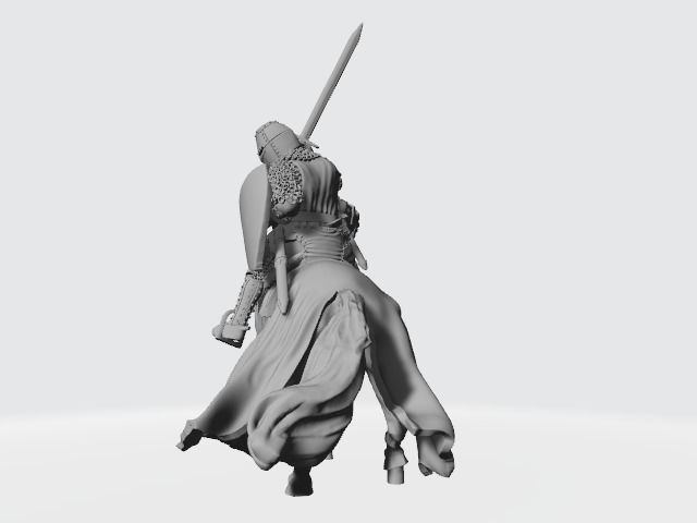 Medieval knight fighting from horseback with sword  3D print model_12