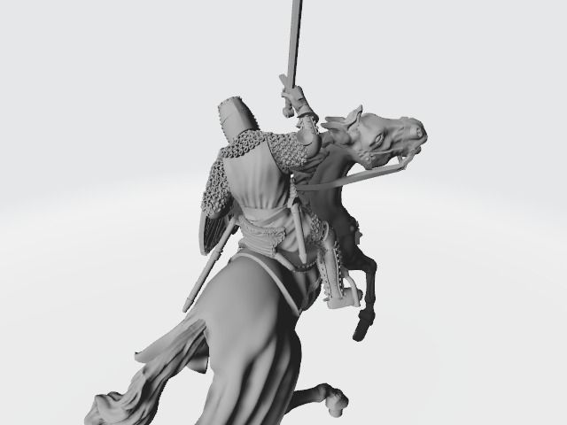 Medieval knight fighting from horseback with sword  3D print model_6