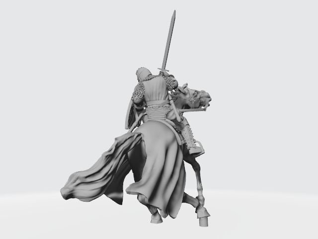 Medieval knight fighting from horseback with sword  3D print model_13