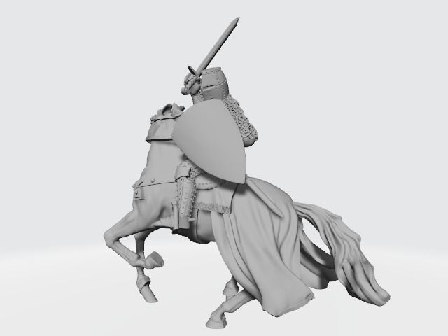 Medieval knight fighting from horseback with sword  3D print model_10