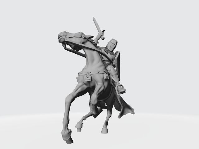 Medieval knight fighting from horseback with sword  3D print model_1