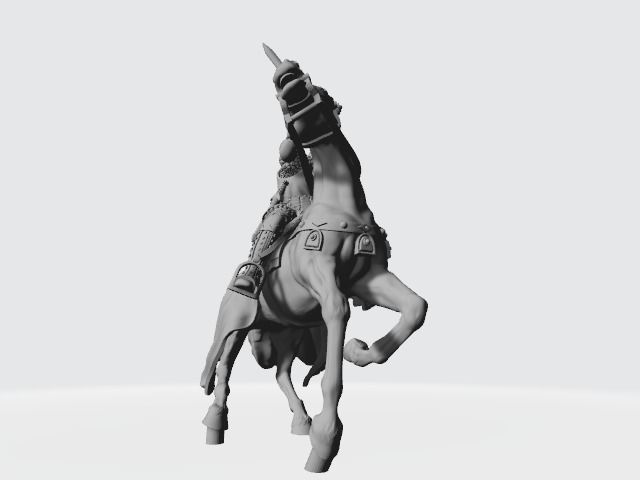 Medieval knight fighting from horseback with sword  3D print model_16