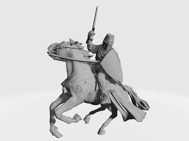 Medieval knight fighting from horseback with sword  3D print model