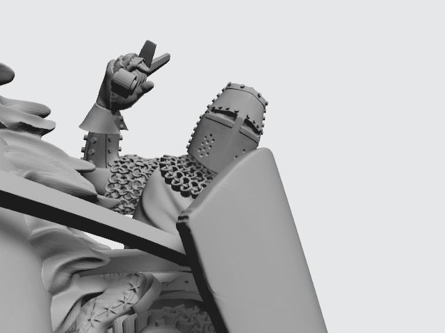 Medieval knight fighting from horseback with sword  3D print model_7