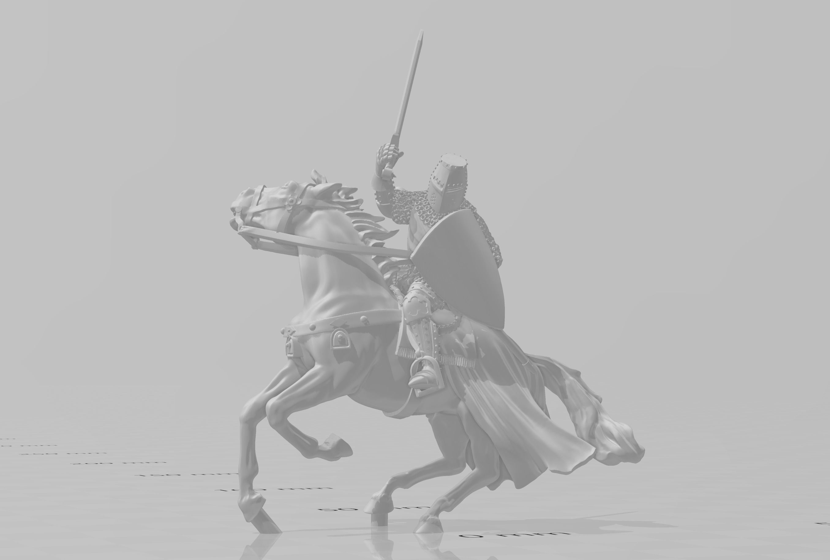 Medieval knight fighting from horseback with sword  3D print model_17
