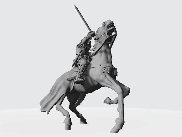 Medieval knight fighting from horseback with sword  3D print model_15
