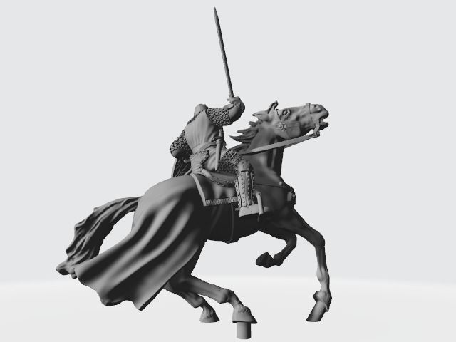 Medieval knight fighting from horseback with sword  3D print model_14
