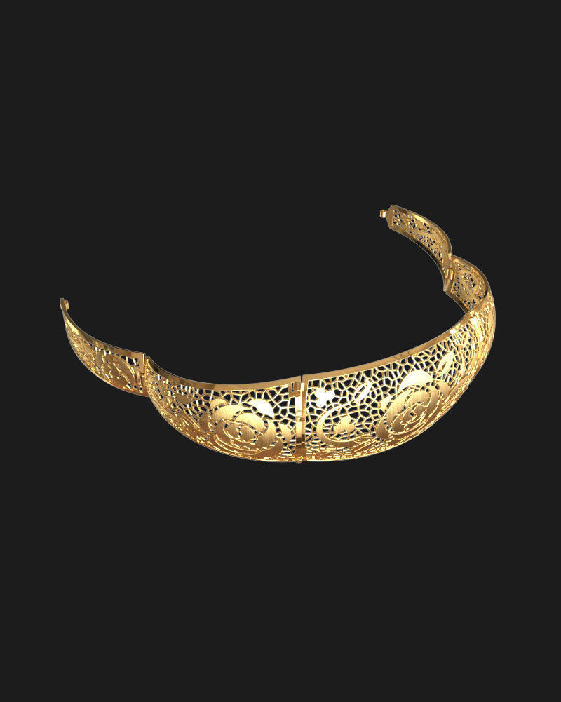 Jewelry set gold bracelet with intricate design 3D print model_5