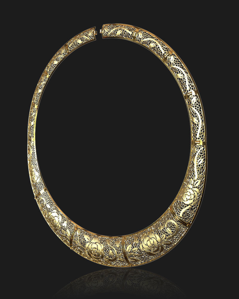 Jewelry set gold bracelet with intricate design 3D print model_2